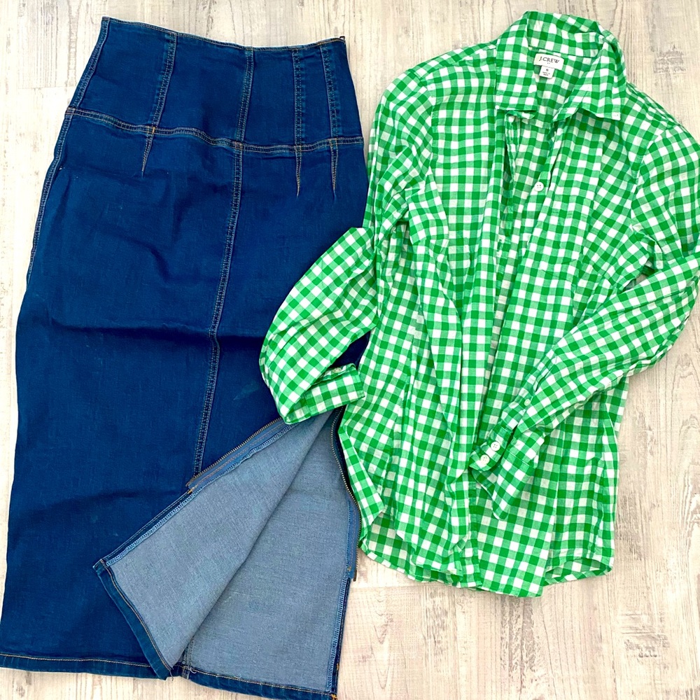 Shein skirt & J Crew dress shirt
